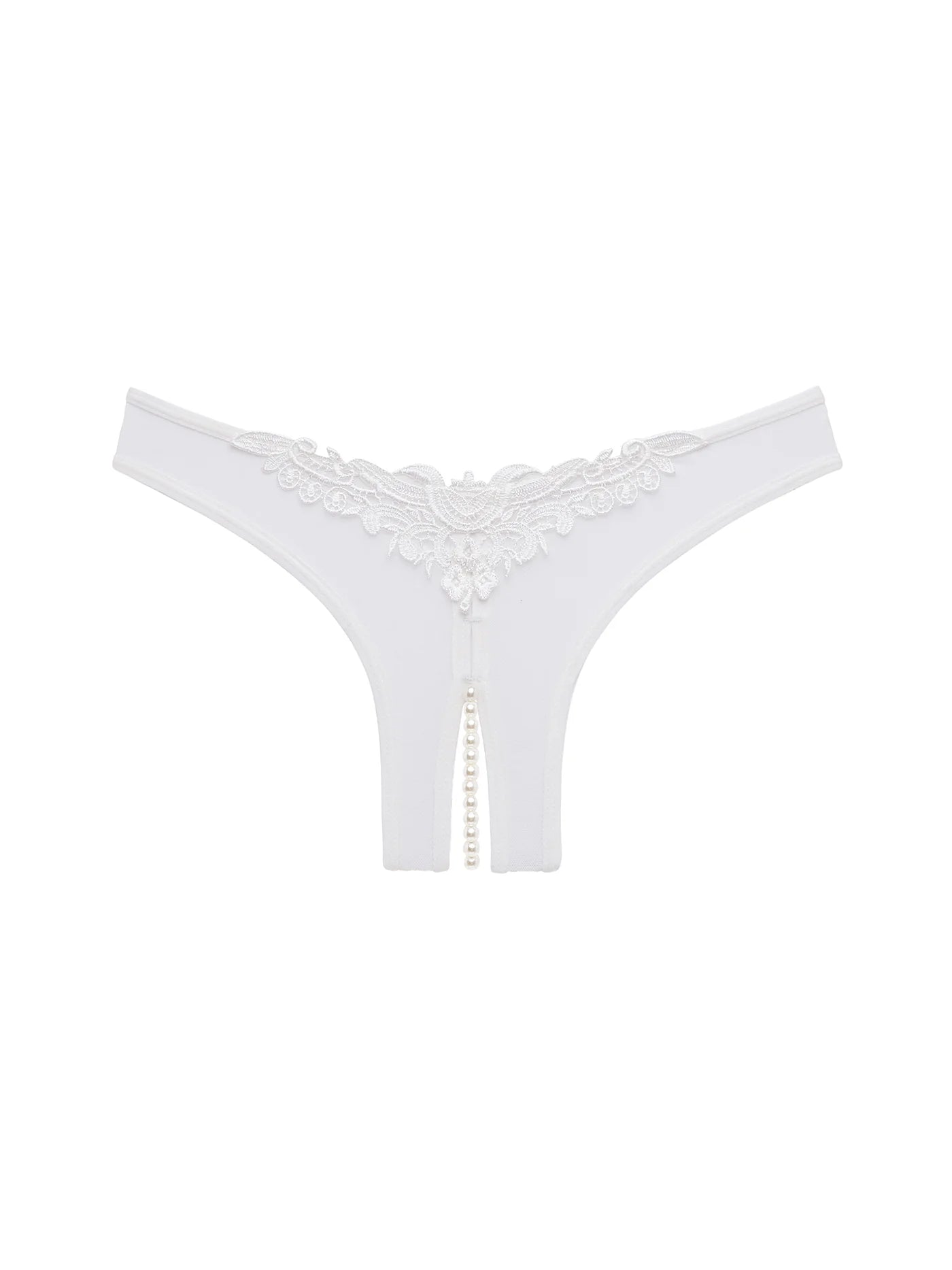 BRIDAL LACE PEARL THONG